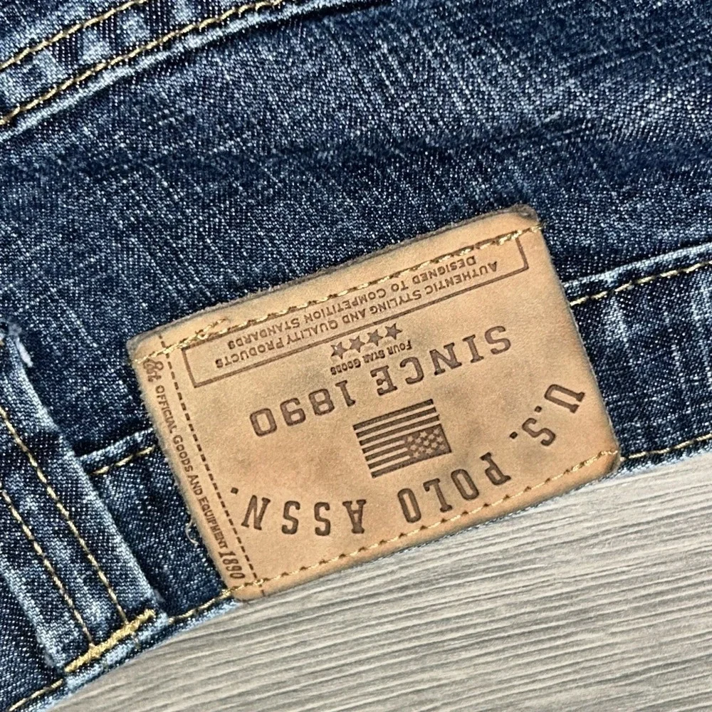 Vintage Y2K Blue U.S. POLO ASSN Embroidery Baggy Wide Leg Jeans 38x32 Carpenter